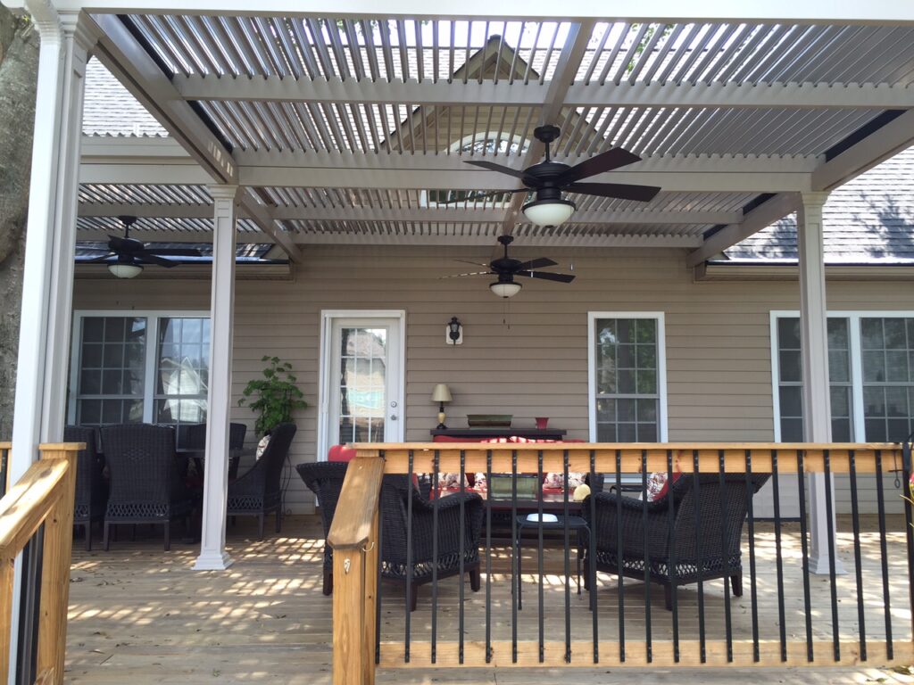 Louvered Roof Patio Cover installed in Boiling Springs SC by Palmetto Outdoor Spaces