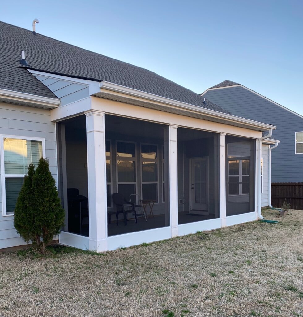 12 inch tall kickplate coil porch framing porch Screening Greer SC
