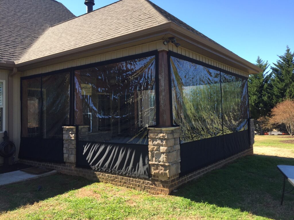 Snap-in clear vinyl porch panels in Greer, SC